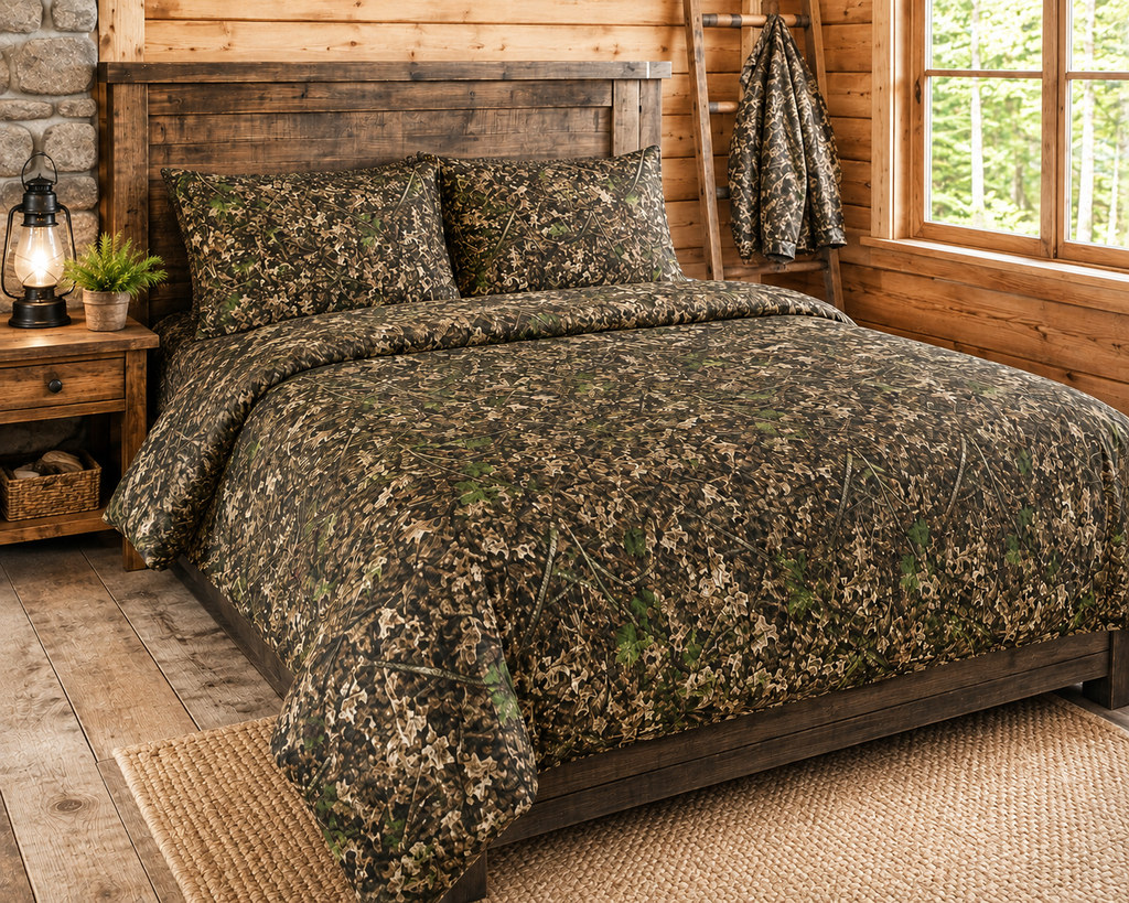 Camouflage Cotton Bedding Set | Camo Duvet Cover and Sham Set | Hunting and Outdoor Bedroom Décor for Twin, Twin XL and Queen Sized Beds