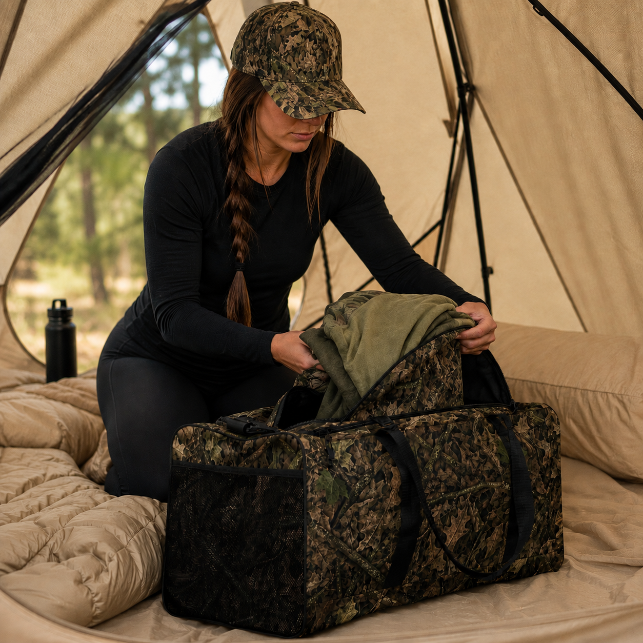 Camouflage Travel Duffel Bag | Premium Camo Gym Bag for Outdoor Families who Hunt, Fish, Camp, and Hike