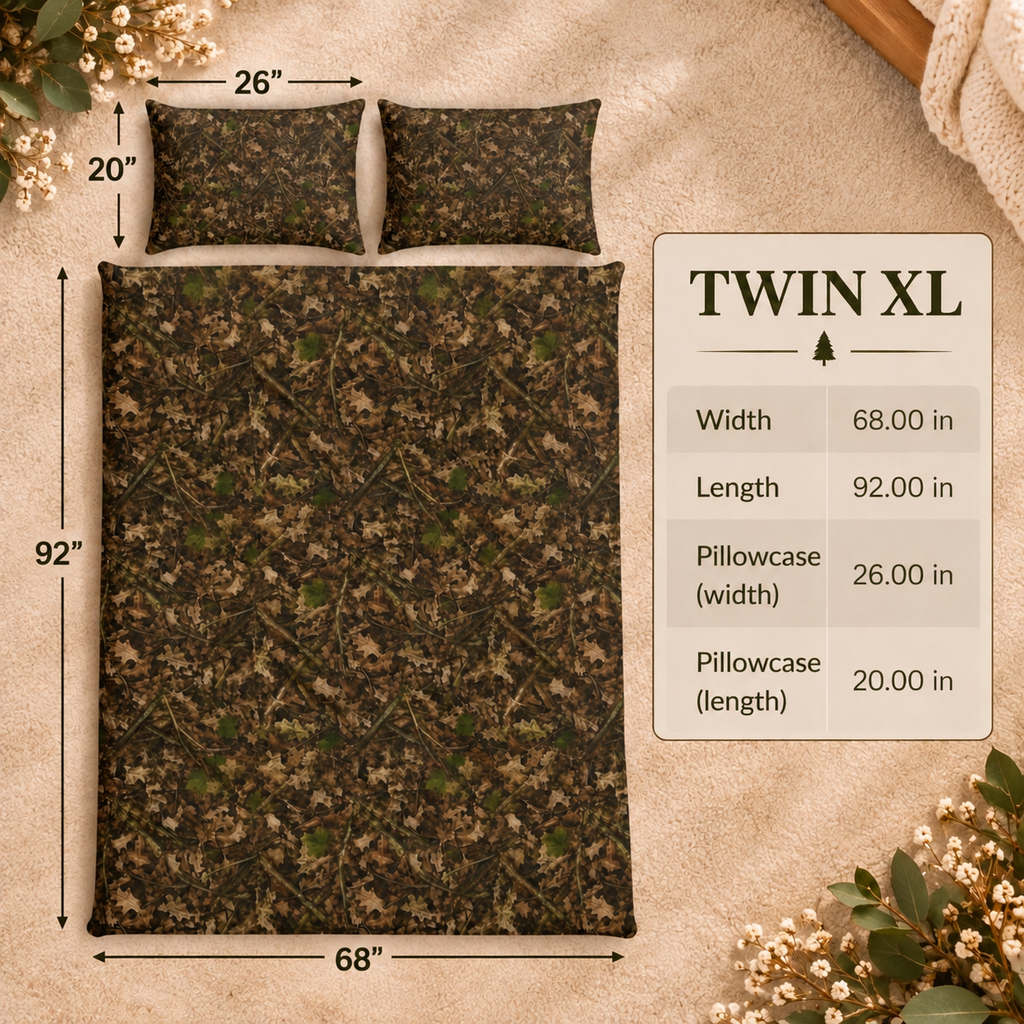 Camouflage Cotton Bedding Set | Camo Duvet Cover and Sham Set | Hunting and Outdoor Bedroom Décor for Twin, Twin XL and Queen Sized Beds