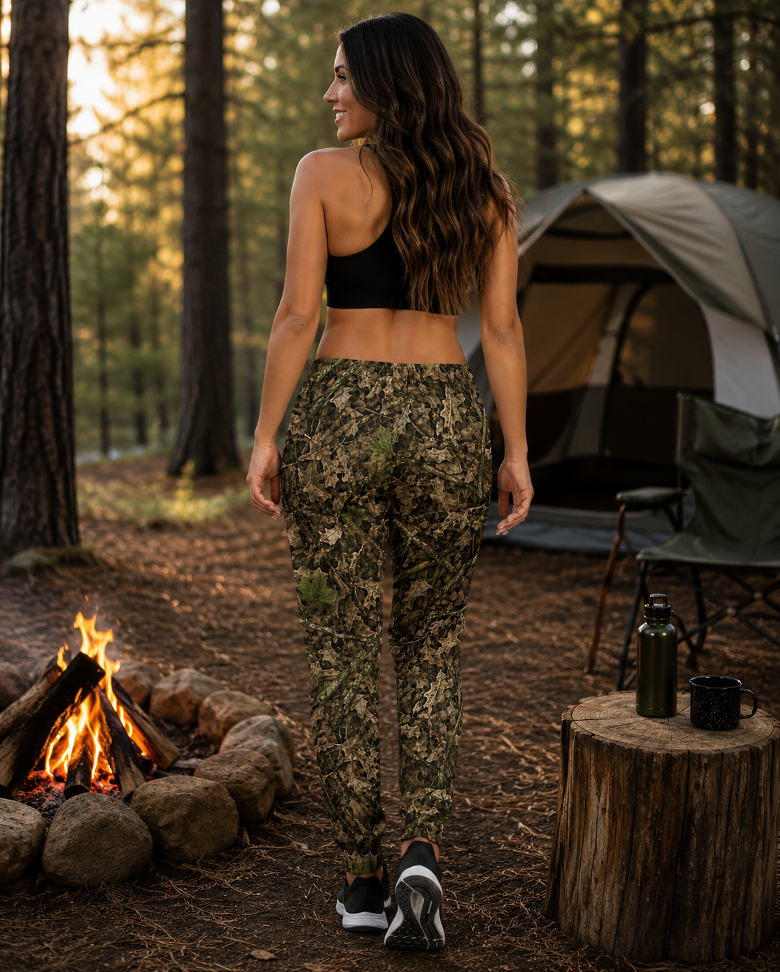 Women's Camo Joggers | Ladies Comfy Fleece Camouflage Sweatpants