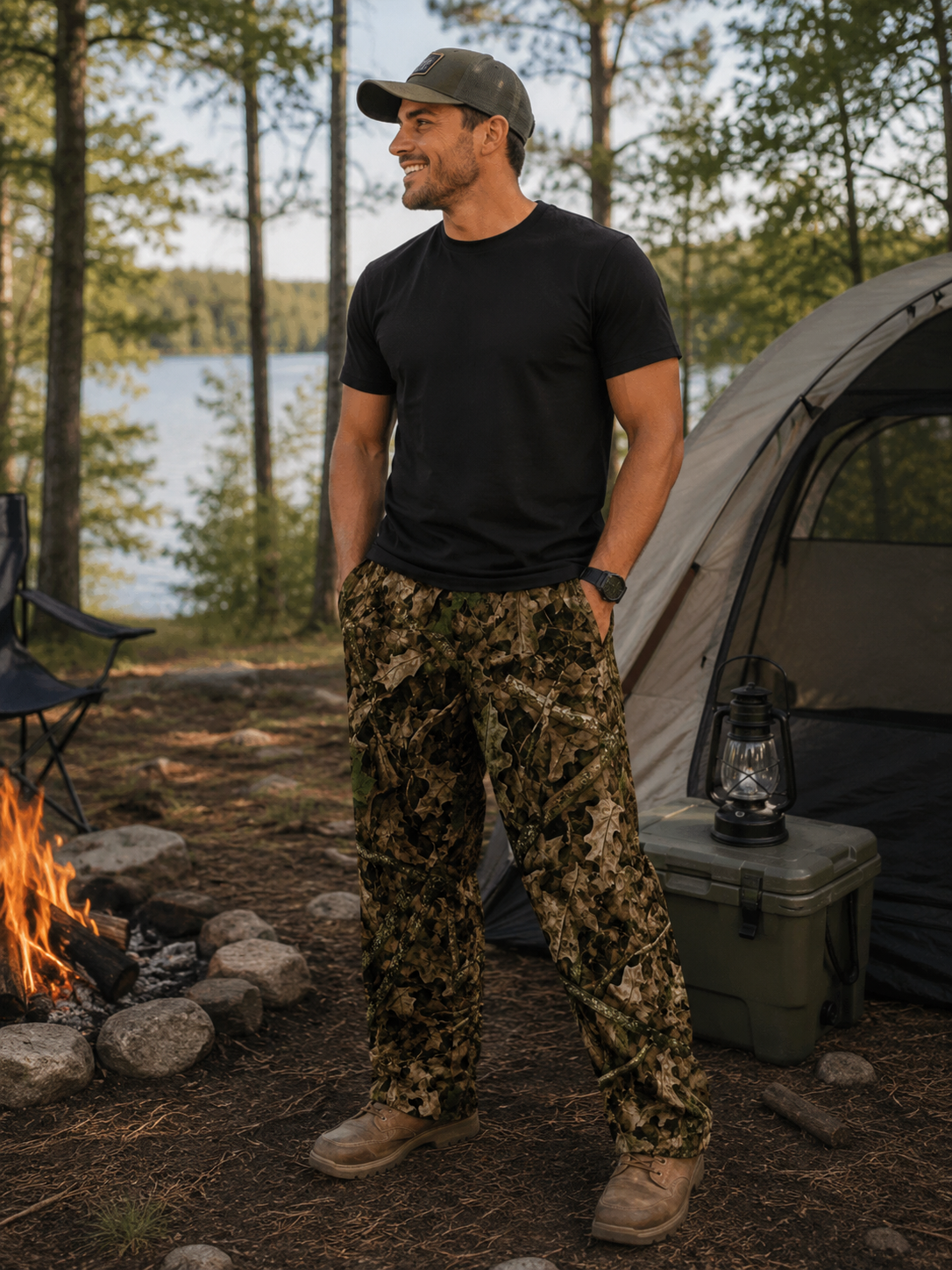 Men's and Women's Camo Sweatpants | Matching Unisex Comfy Camouflage Hunting Themed Wide Leg Pants for Outdoorsmen and Huntresses