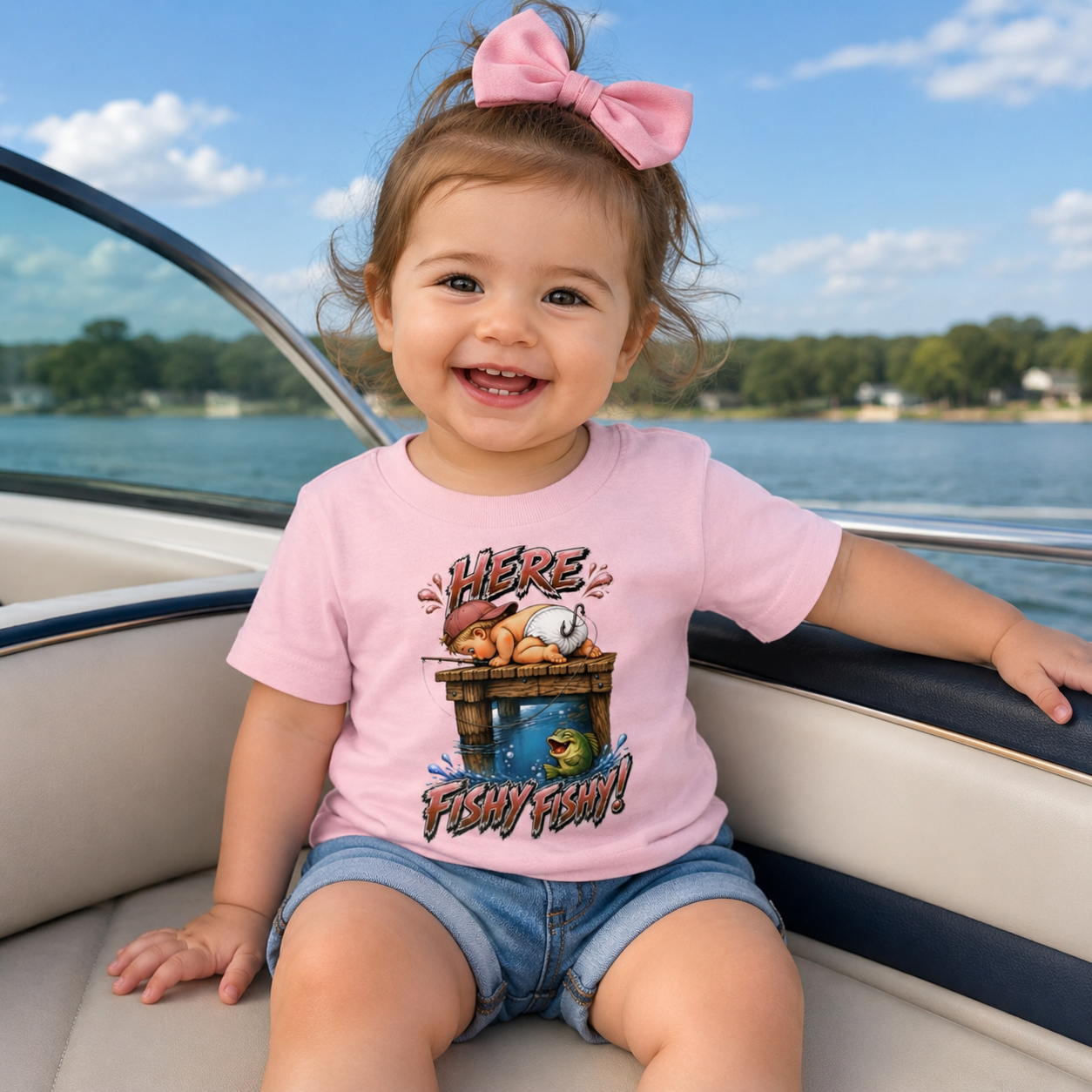 Baby Cute Fishing Tee | Funny Infant Here Fishy Fishy T-Shirt