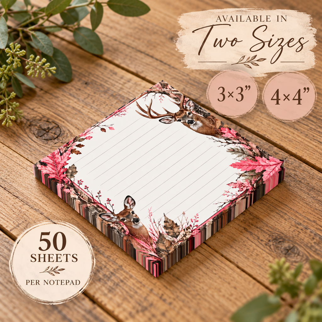 Ladies Hunting Theme Post-it® Note Pads | Pink Camo Sticky Notes For Outdoorswomen