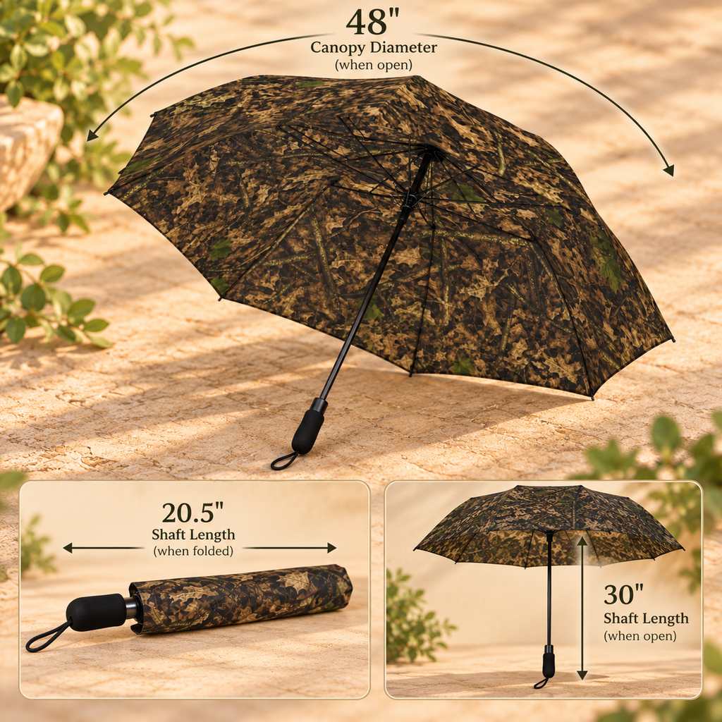 Camouflage Umbrella | Semi-Automatic Foldable Camo Waterproof Rain and Sun Guard for Outdoor Adventures
