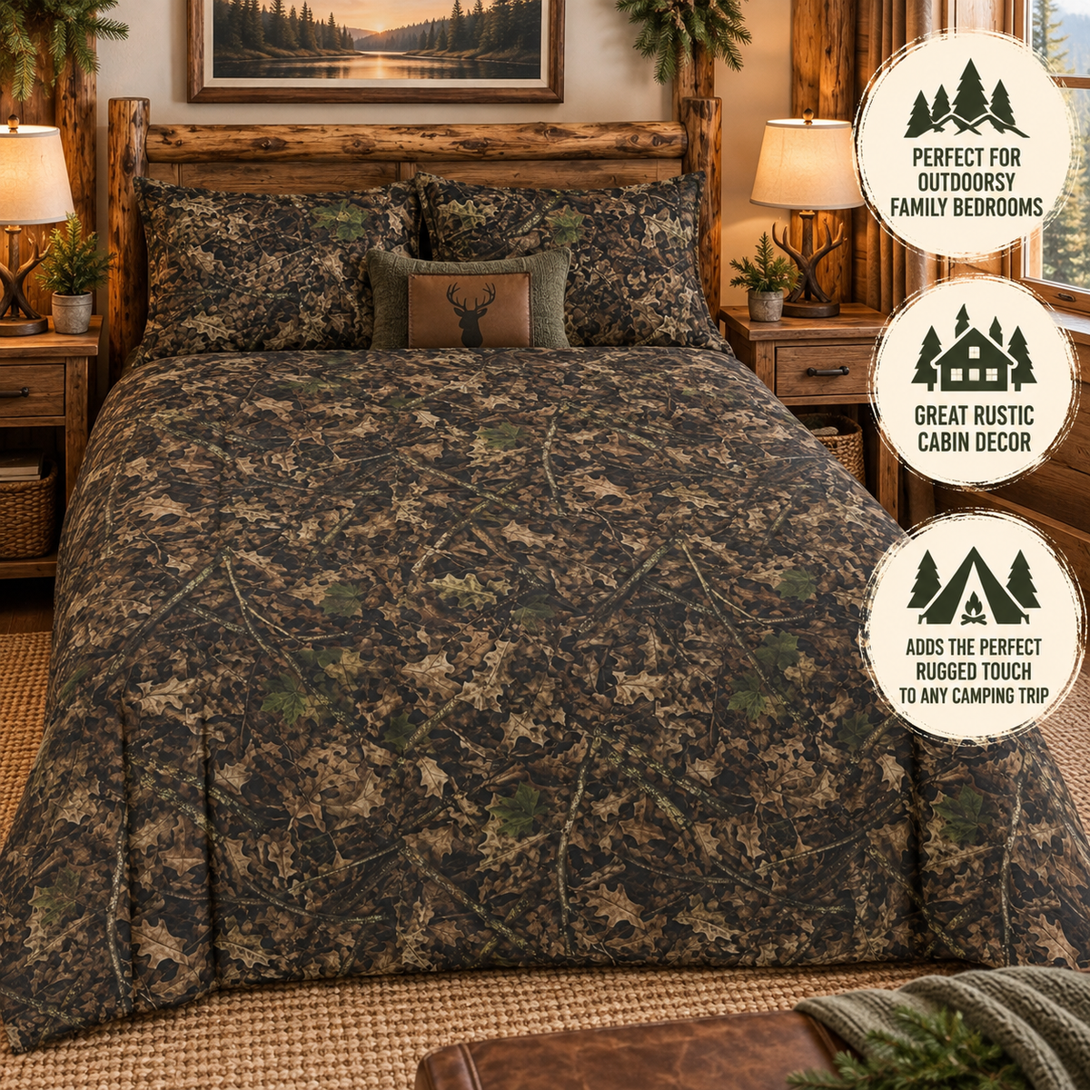 Camouflage Comforter | Woodland Camo, Rustic Hunting Bedding for Cabin & Outdoorsy Bedrooms