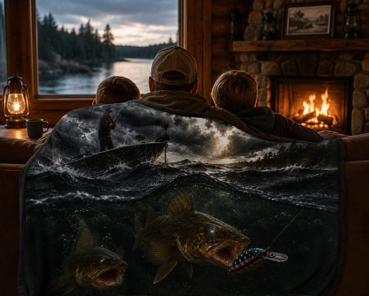 Walleye Fishing Soft Polyester Throw Blanket | Gift for Outdoor Loving Fisherman for Hunting, Camping, and Fishing Trips