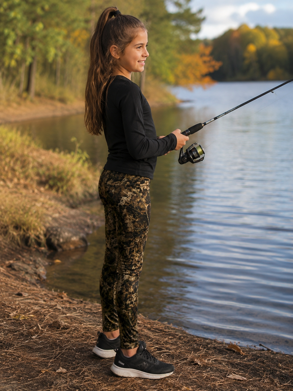 Camo Youth Leggings | Camouflage Hunting Theme Pants For Outdoors Kids