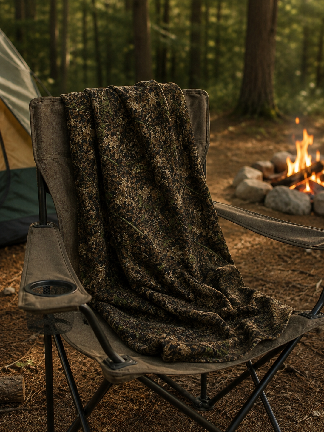 Camouflage Sherpa Fleece Blanket | Camo Hunting Themed Nursery, Cabin, and Camping Decor for Outdoor Families