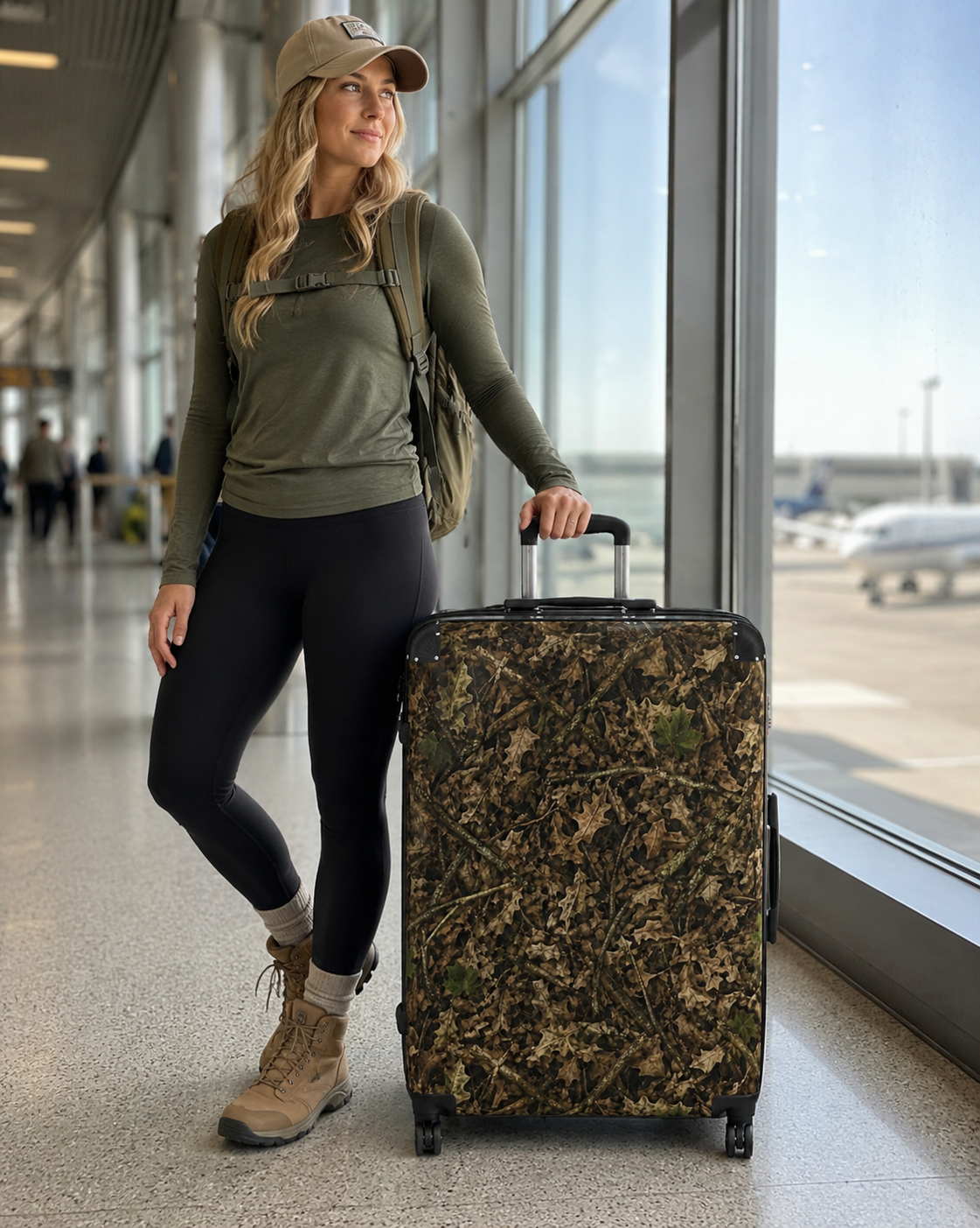 Camouflage Hardshell Suitcase | Camo Rolling Travel Luggage Bags for Hunting, Fishing, Camping, and Leisure Trips