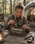 Camo Makeup Bag | Small Camouflage Zippered Storage Bag for Hunting, Camping, and Fishing Trips | Warning Pretty but Feral