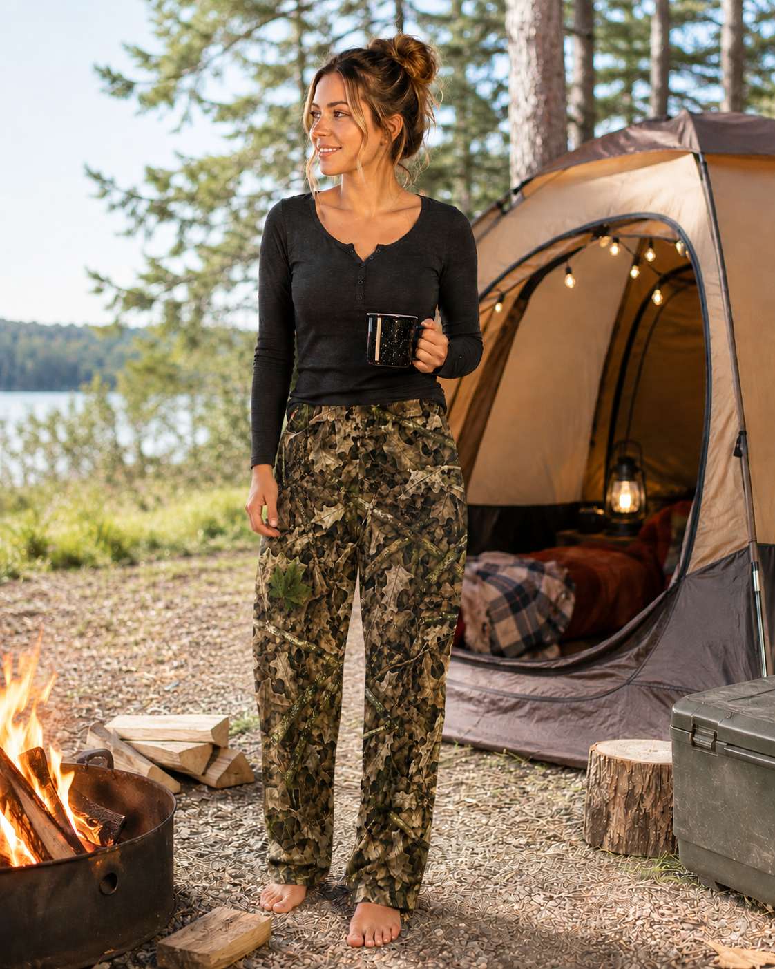 Women’s Camouflage Pajama Pants | Ladies Camo Sleepwear for Outdoorswomen Who Love Hunting, Fishing, and Camping