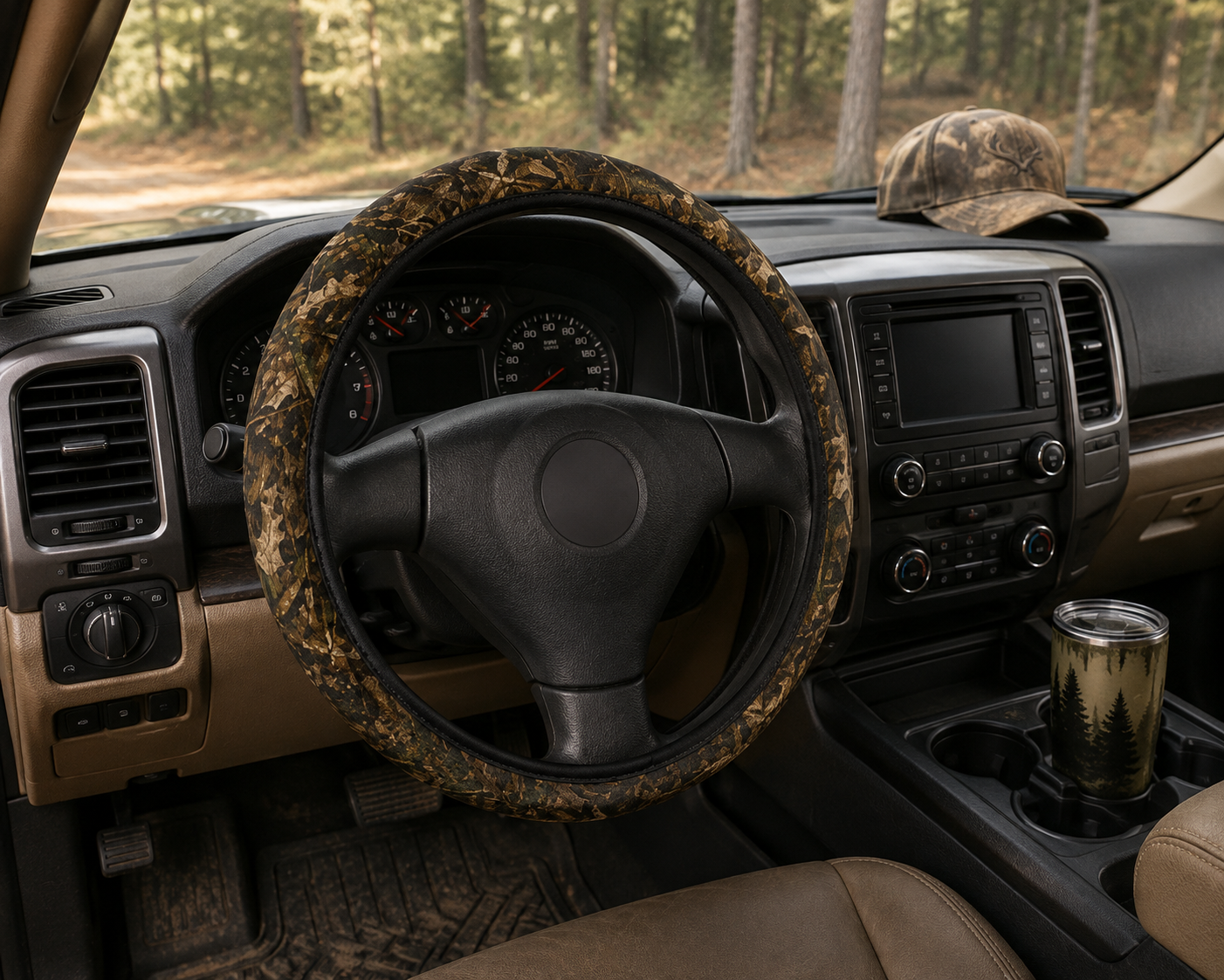 Camouflage Car Steering Wheel Cover | Camo Vehicle Accessory for Outdoorsmen and Women who Love Hunting, Fishing, Camping, and More