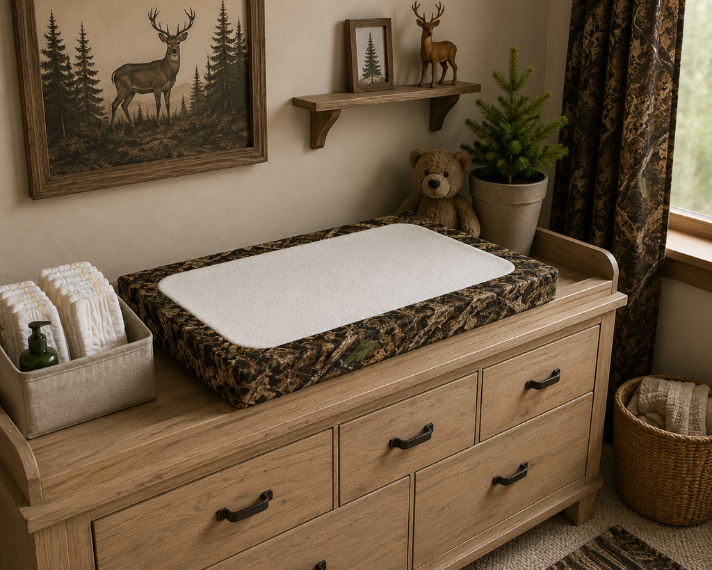 Camouflage Baby Changing Pad Cover | Camo Infant Changing Table Accessories for Hunting Themed Nursery and Outdoorsy Families
