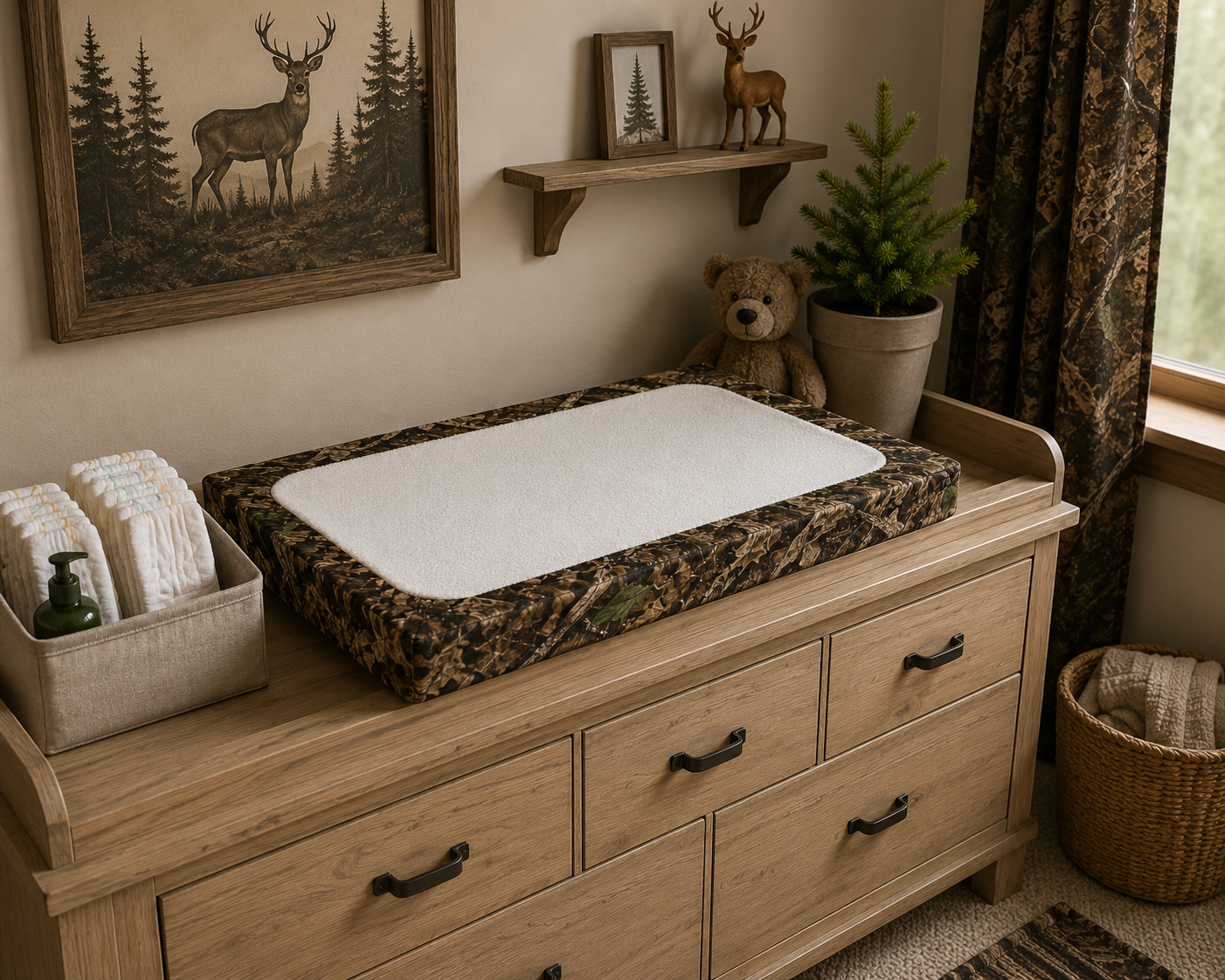 Camouflage Baby Changing Pad Cover | Camo Infant Changing Table Accessories for Hunting Themed Nursery and Outdoorsy Families