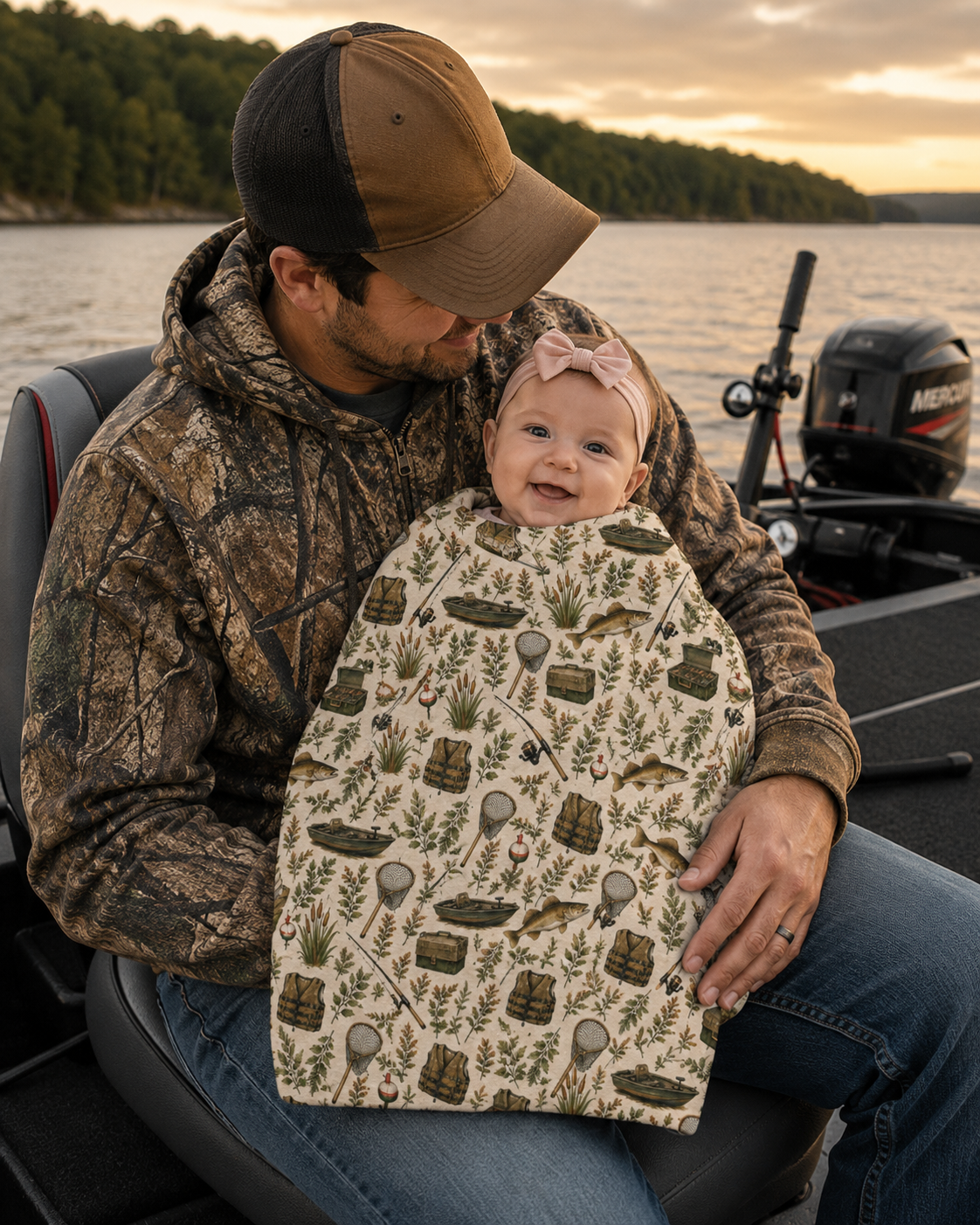 Walleye Fishing Soft Fleece Baby Blanket | Infant Fisherman Nursery Decor for Outdoor Families