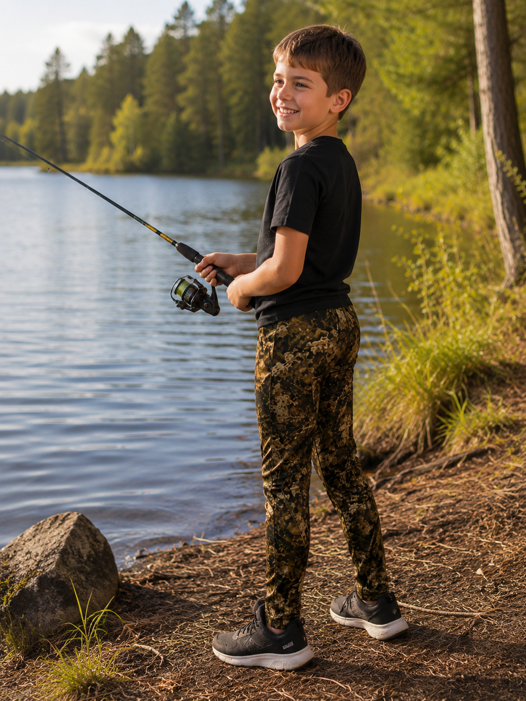 Camo Youth Leggings | Camouflage Hunting Theme Pants For Outdoors Kids