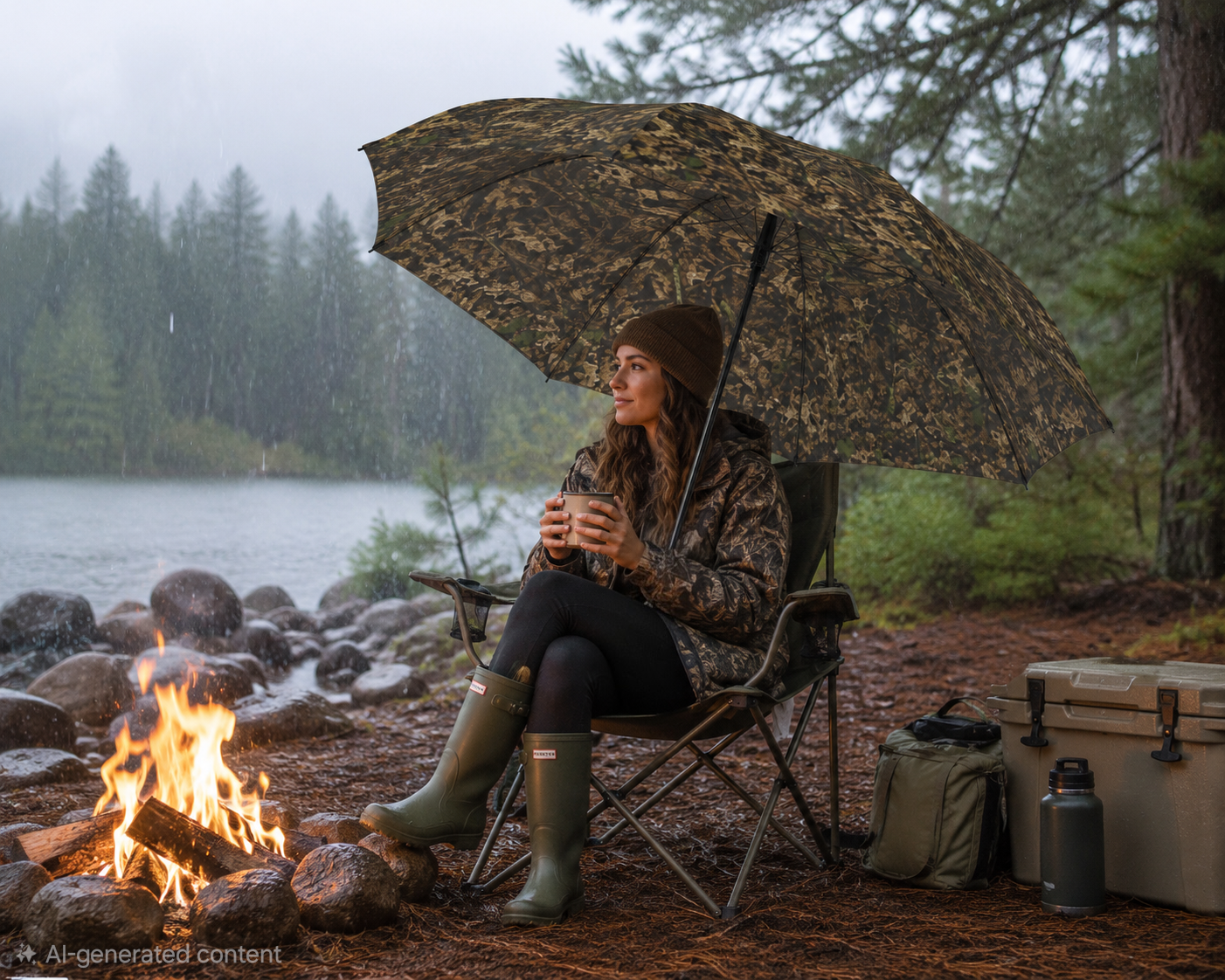 Camouflage Umbrella | Semi-Automatic Foldable Camo Rain and Sun Guard for Outdoor Adventures