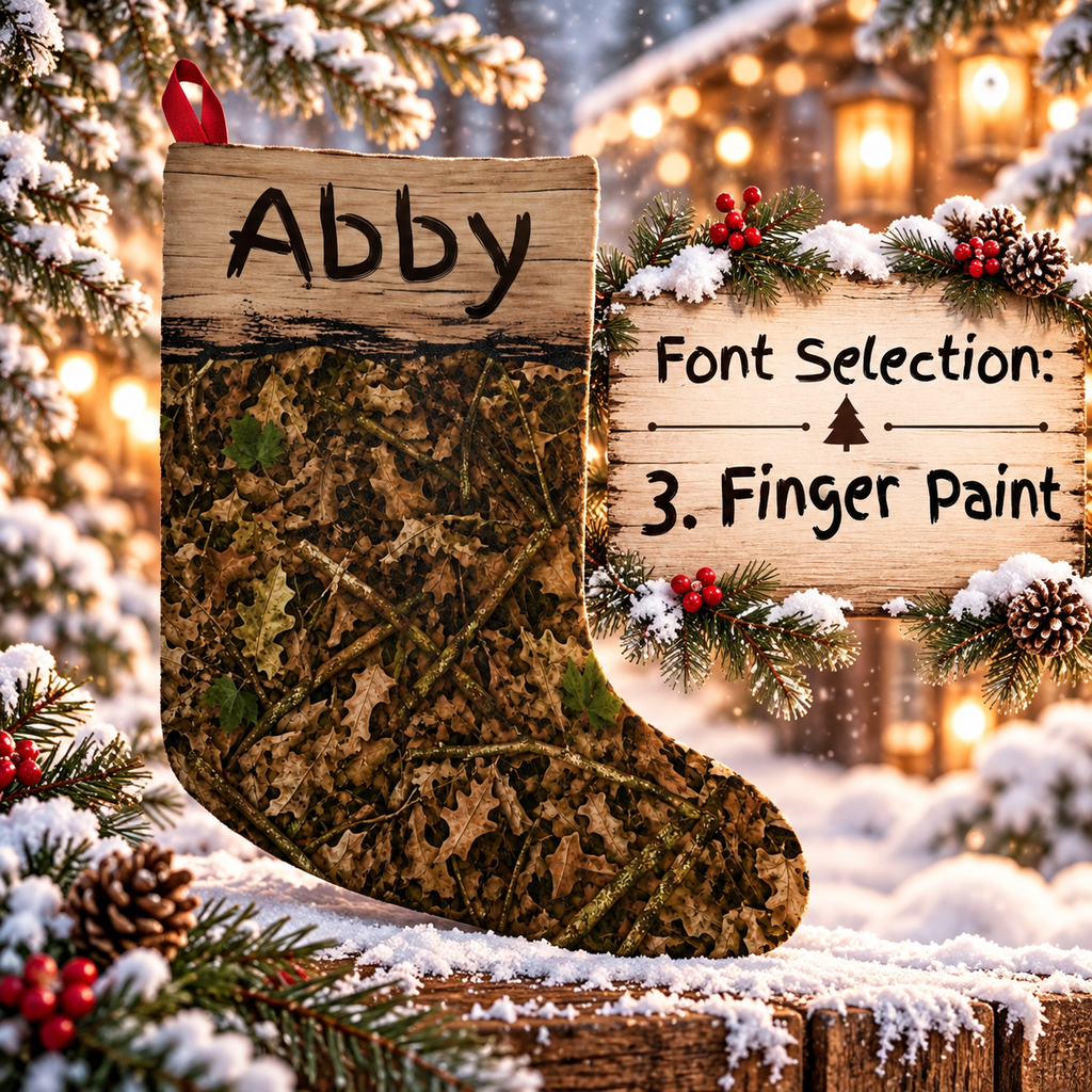 Personalized Camo Christmas Stocking | Woodland Camouflage Santa Stocking for Outdoorsy Hunting Families