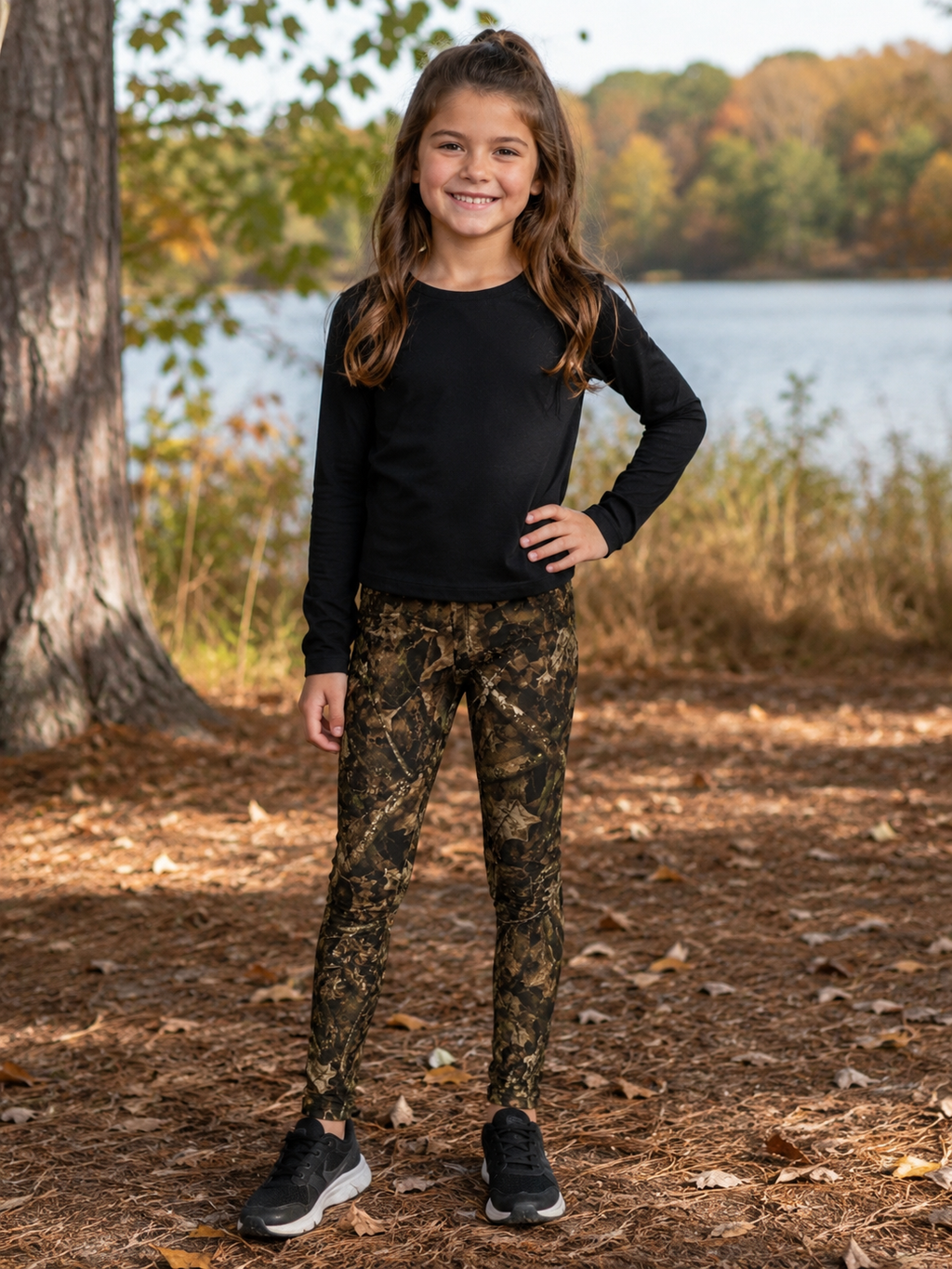 Camo Youth Leggings | Camouflage Hunting Theme Pants For Outdoors Kids