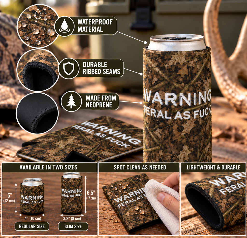 Camo Can Cooler | Funny Camouflage Hunting Coozie Gift for Outdoorsy Friend
