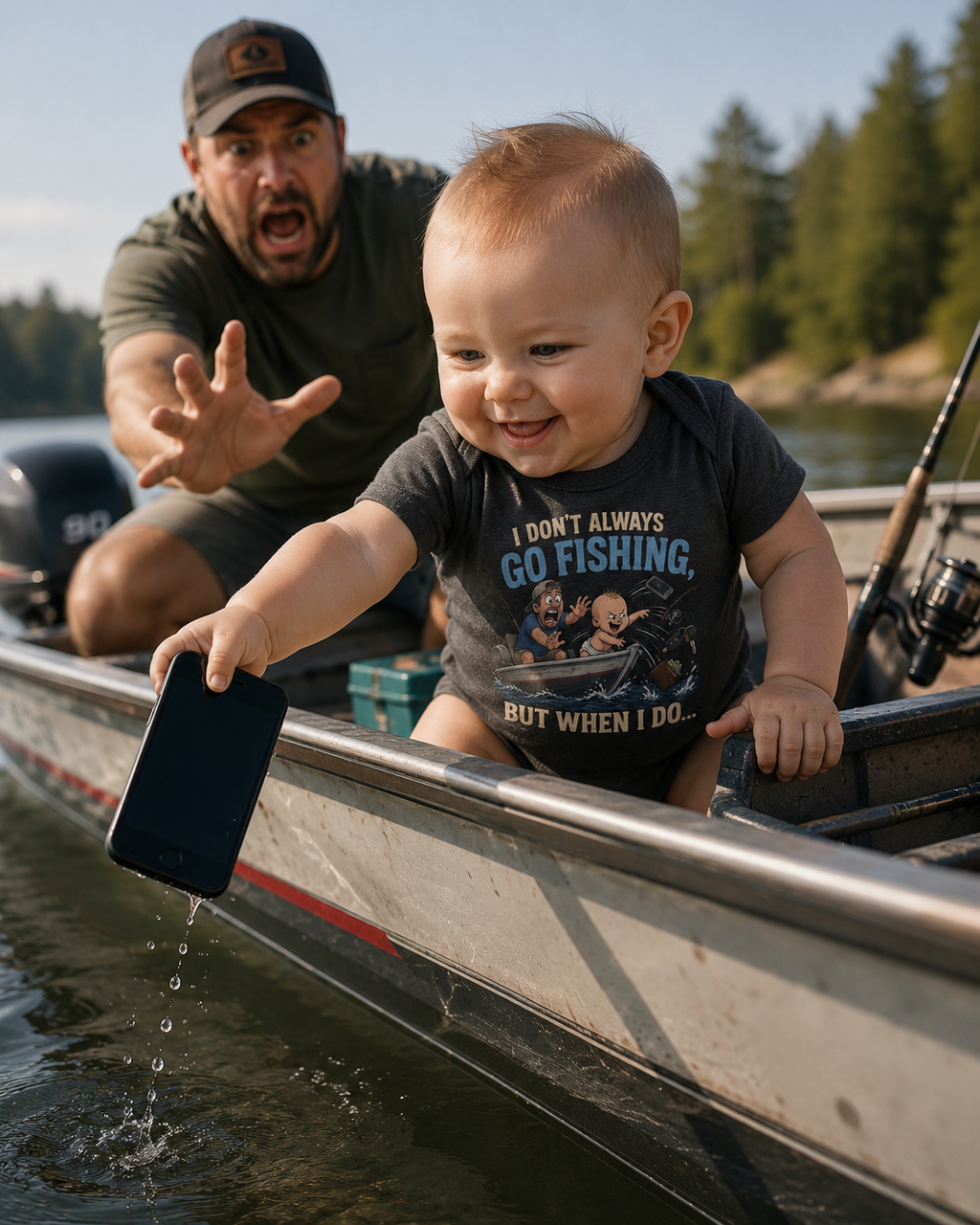 Funny Baby Fishing Onesie | Outdoorsy Infant Short Sleeve Fisherman One-Piece | I Don't Always Go Fishing, But When I Do...