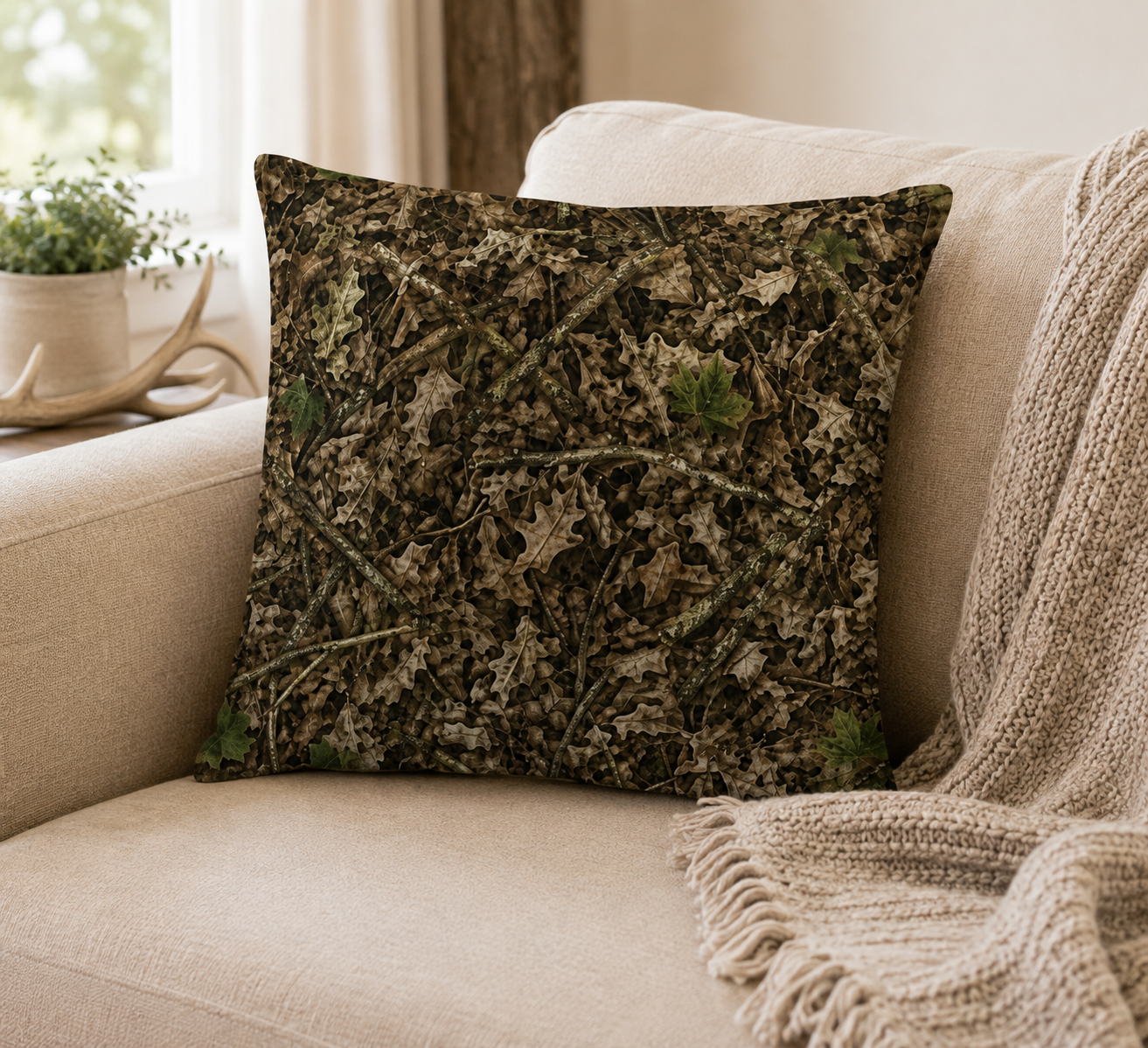 Camouflage Pillow | Premium Camo Pillow and Pillow Case for Cabin | Gift for Outdoorsmen and Women who Love Hunting