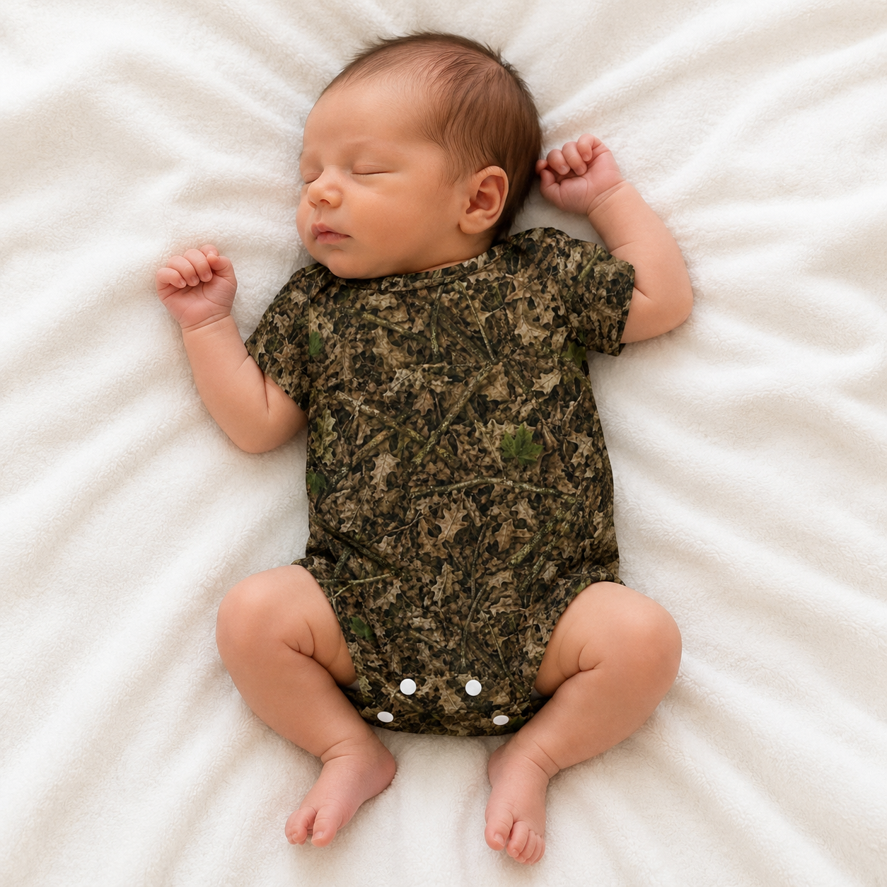 Camo Short Sleeve Baby Onesie | Camouflage Cotton Romper for Infant