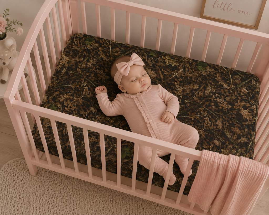 Baby Camo Fitted Crib Sheet | Camouflage Hunting Theme Nursery Decor for Outdoorsy Infants and Families