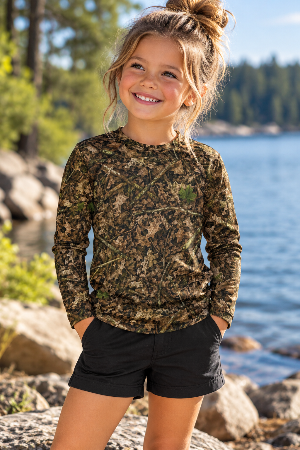 Camo Kids Long Sleeve Hunting Shirt | Camouflage Youth Rash Guard for Deer Season and Outdoor Adventures