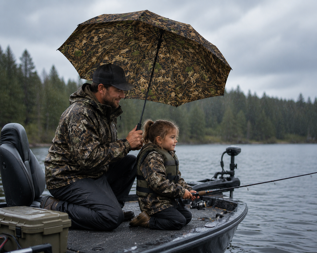 Camouflage Umbrella | Semi-Automatic Foldable Camo Rain and Sun Guard for Outdoor Adventures