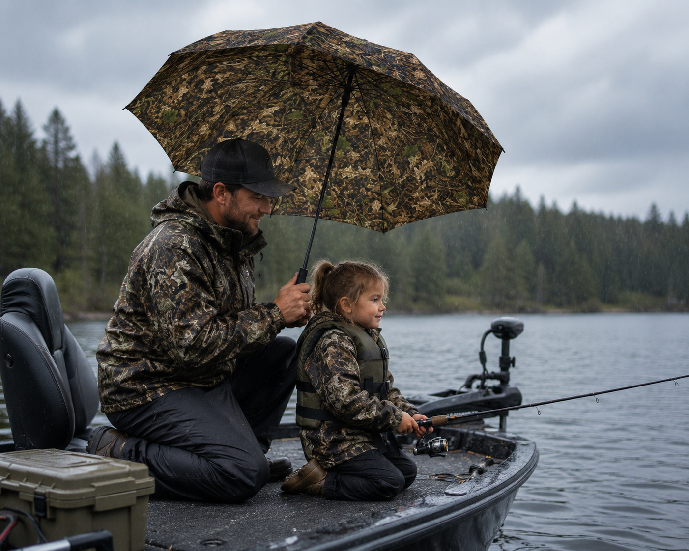 Camouflage Umbrella | Semi-Automatic Foldable Camo Rain and Sun Guard for Outdoor Adventures