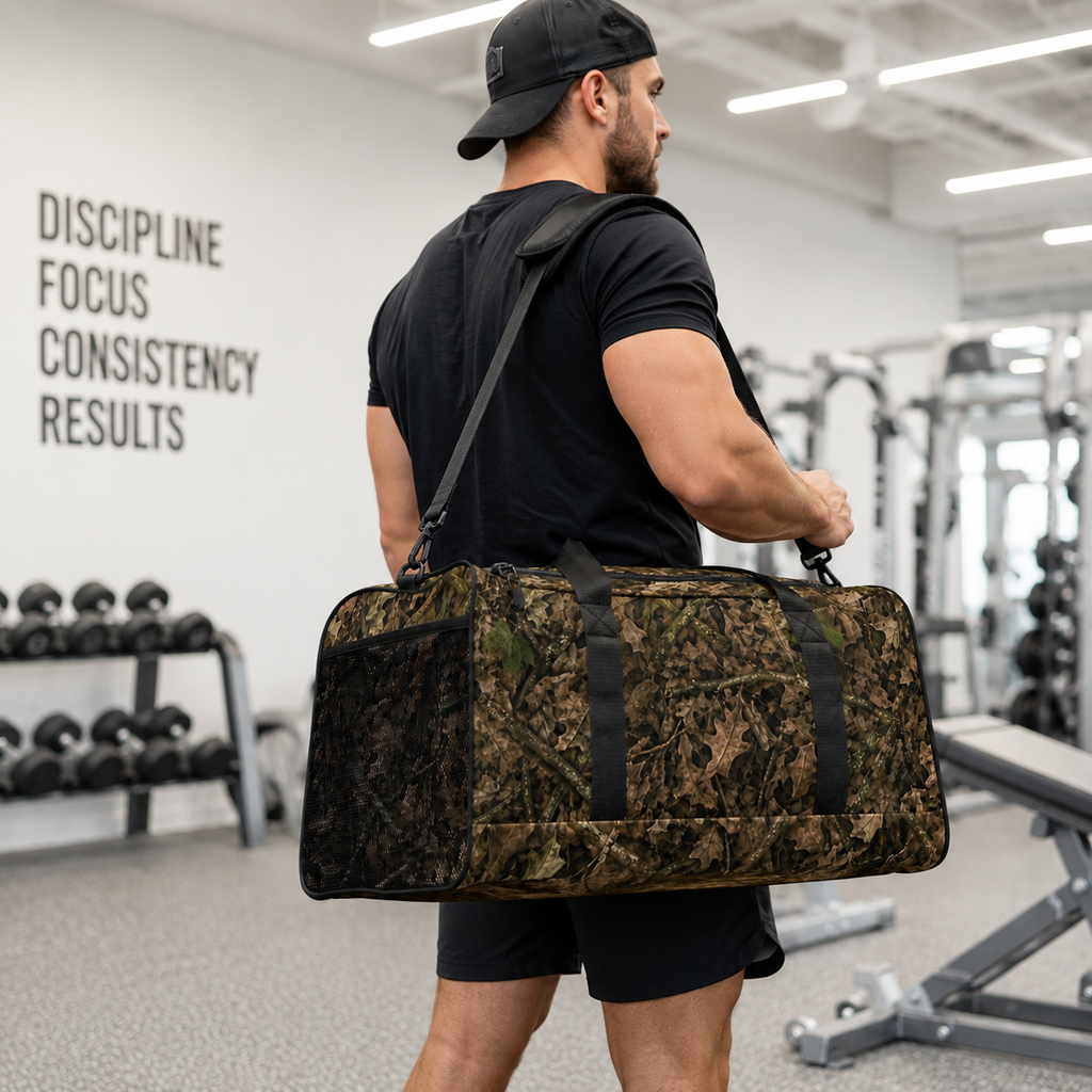 Camouflage Travel Duffel Bag | Premium Camo Gym Bag for Outdoor Families who Hunt, Fish, Camp, and Hike
