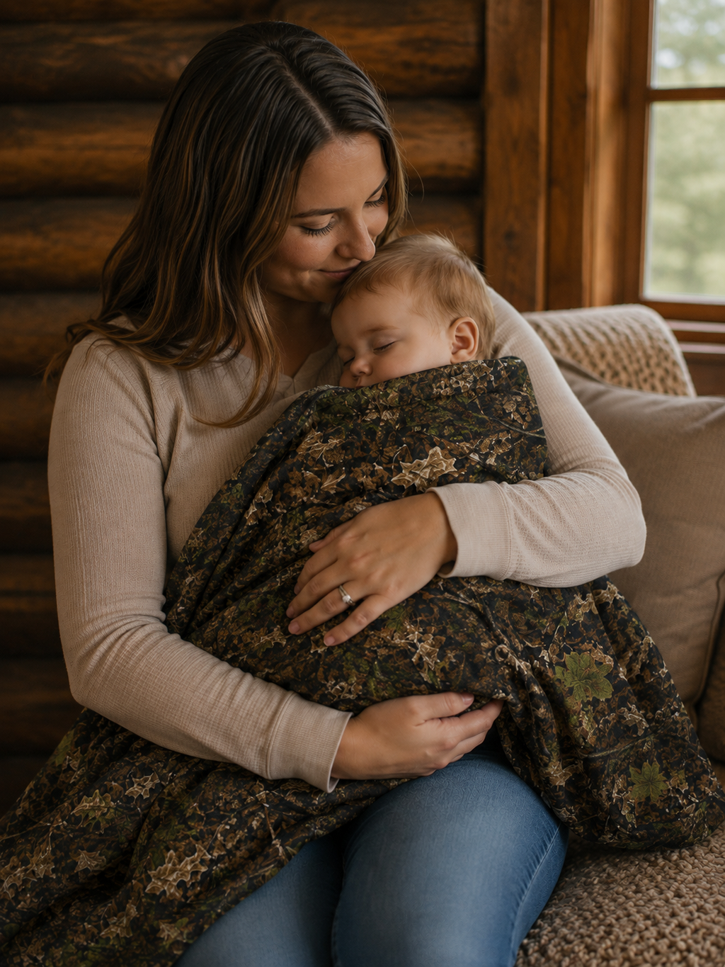 Camouflage Sherpa Fleece Blanket | Camo Hunting Themed Nursery, Cabin, and Camping Decor for Outdoor Families