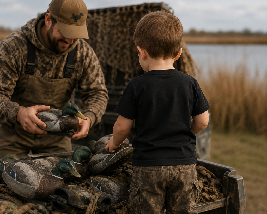 Toddler Duck Hunting T-Shirt | Outdoor Kids Funny Duckies Short Sleeve Tee for Waterfowl Season