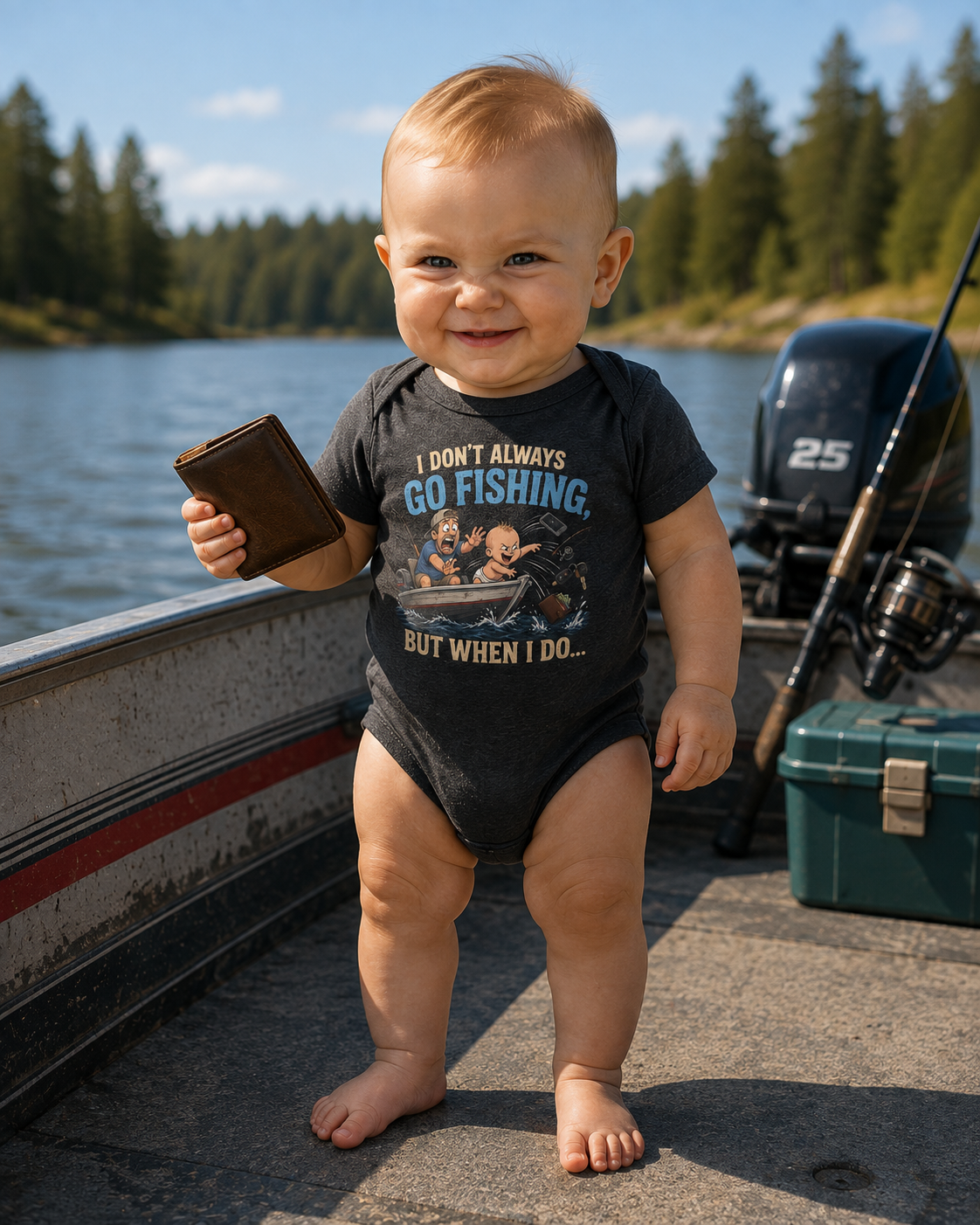 Funny Baby Fishing Onesie | Outdoorsy Infant Short Sleeve Fisherman One-Piece | I Don't Always Go Fishing, But When I Do...