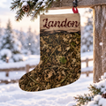 Personalized Camo Christmas Stocking | Woodland Camouflage Santa Stocking for Outdoorsy Hunting Families