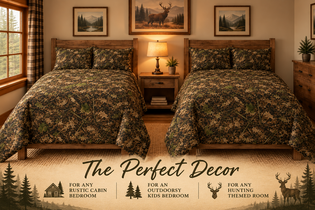 Camouflage Cotton Bedding Set | Camo Duvet Cover and Sham Set | Hunting and Outdoor Bedroom Décor for Twin, Twin XL and Queen Sized Beds