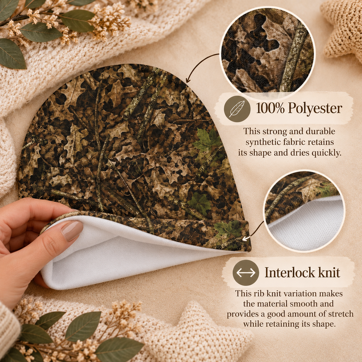 Baby Camo Beanie | Woodland Camouflage Hat for Newborns, Infants, and Little Hunters in Outdoor Families