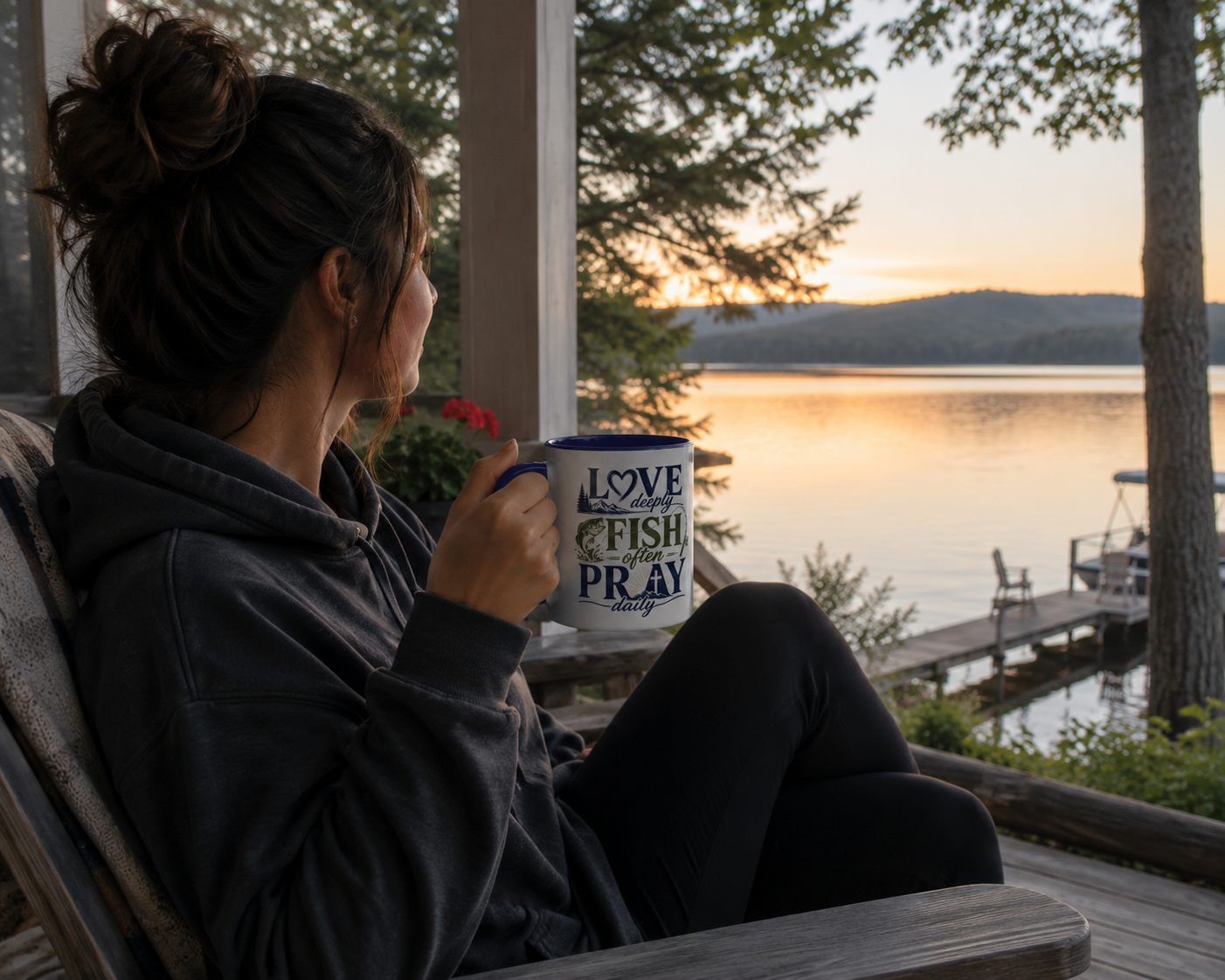 Coffee Mug For the Christian Fishing Lover | Outdoorsmen and Outdoorswomen Love Deeply, Fish Often, Pray Daily Mug
