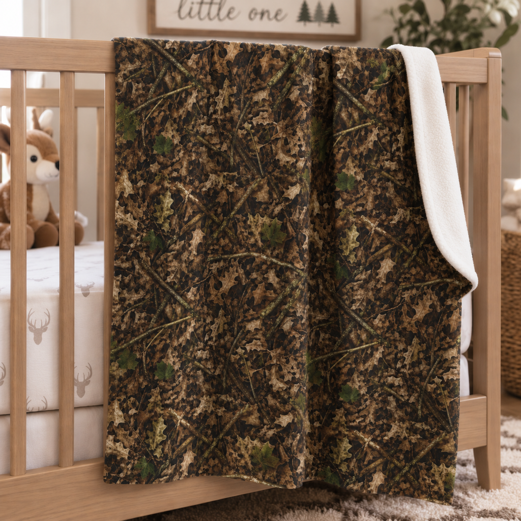 Camouflage Velveteen Plush Blanket | Woodland Camo Soft Blanket