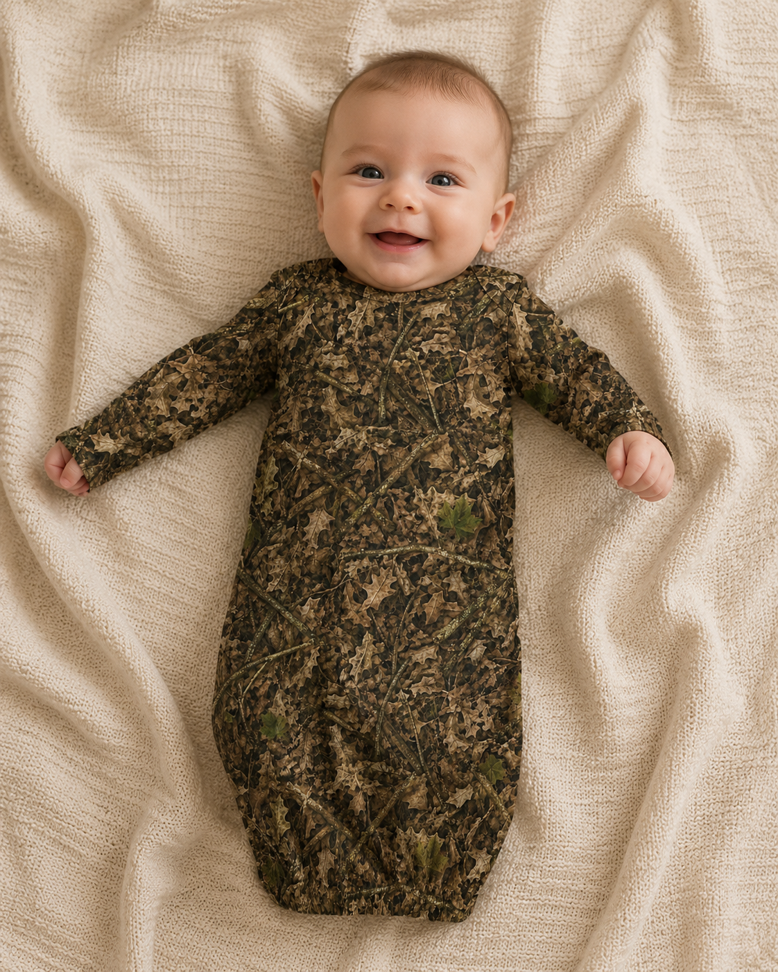 Camouflage Baby Sleeper Gown | Camo Faux Cotton Infant Nightgown Outfit