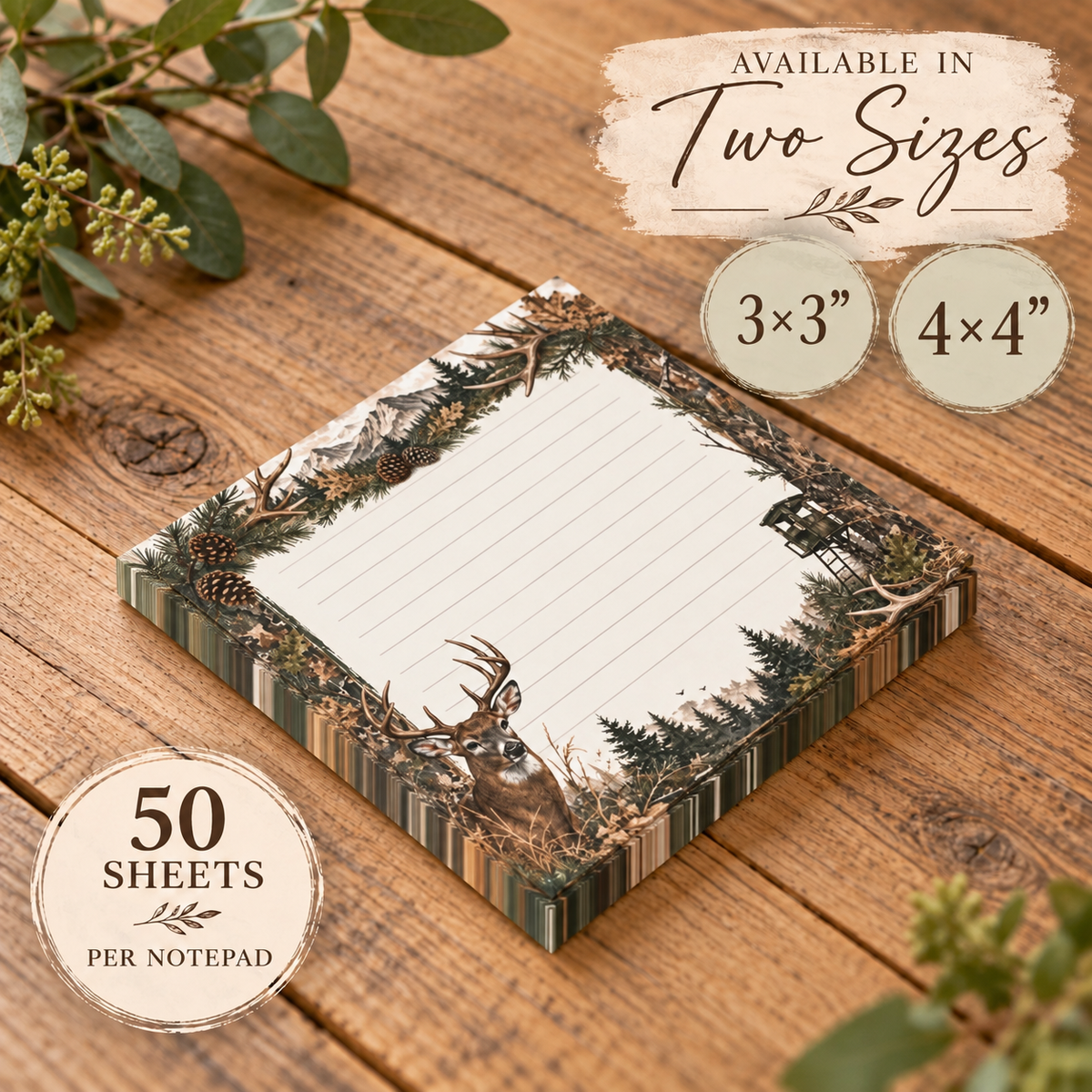 Deer Hunting Theme Post-it® Note Pads | Camo Sticky Notes For Outdoorsmen and Hunters