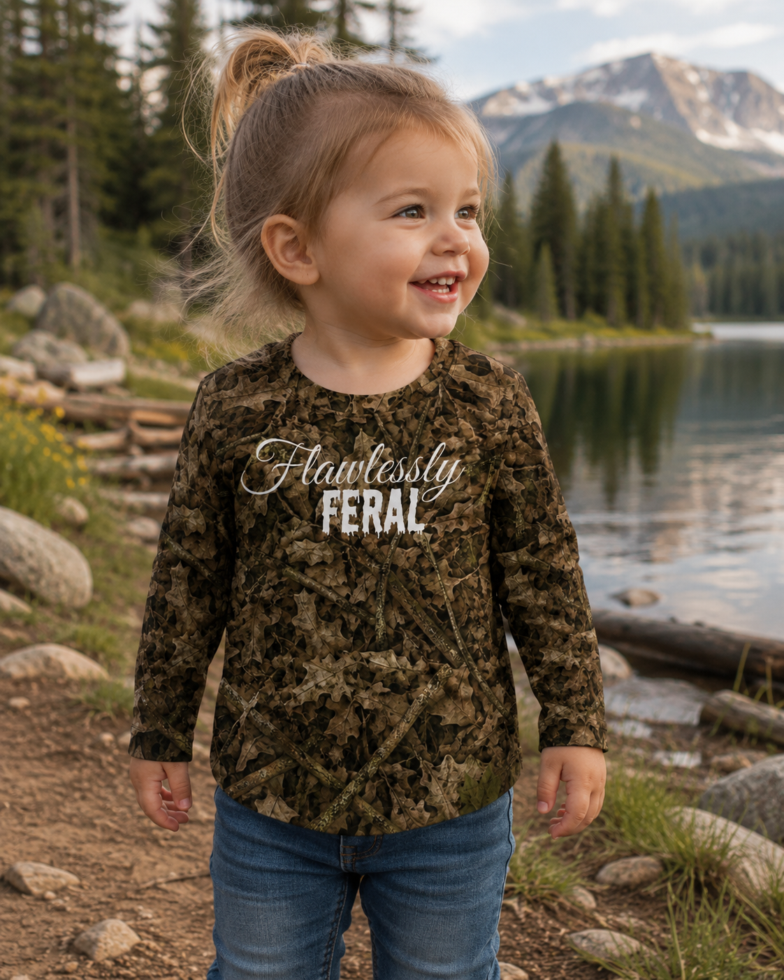 Kids Camo Long Sleeve Hunting Shirt | Camouflage Rash Guard | Youth Outdoors Clothing | Toddler Camo