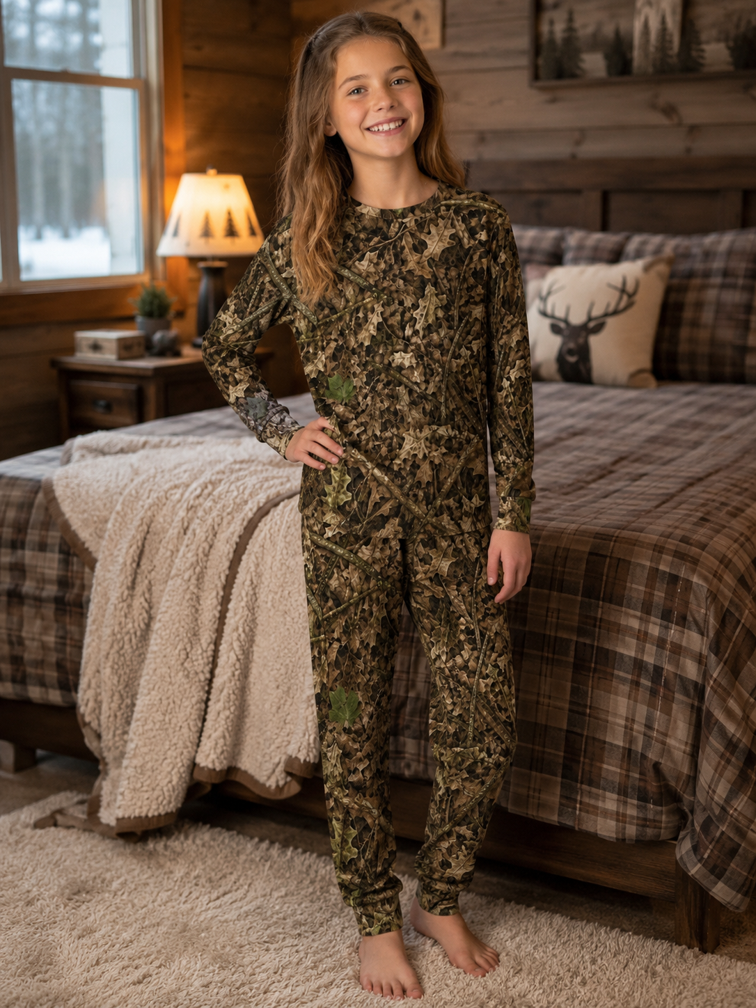 Children's Long Sleeve Camouflage Pajama Set | Kids Soft & Cozy Silk Camo Sleepwear for Boys and Girls
