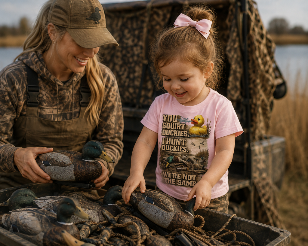 Toddler Duck Hunting T-Shirt | Outdoor Kids Funny Duckies Short Sleeve Tee for Waterfowl Season