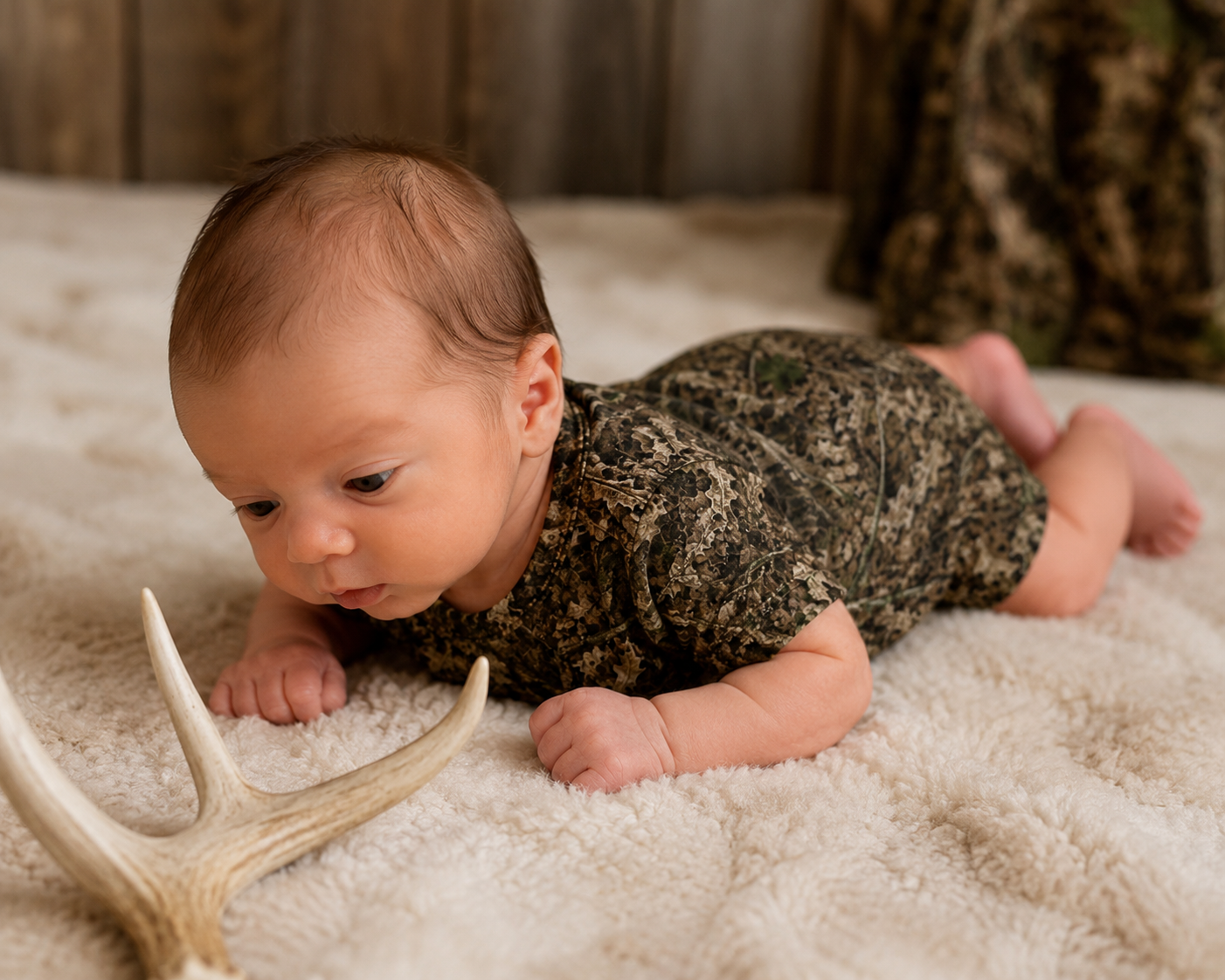 Camo Short Sleeve Baby Onesie | Camouflage Cotton Romper for Infant