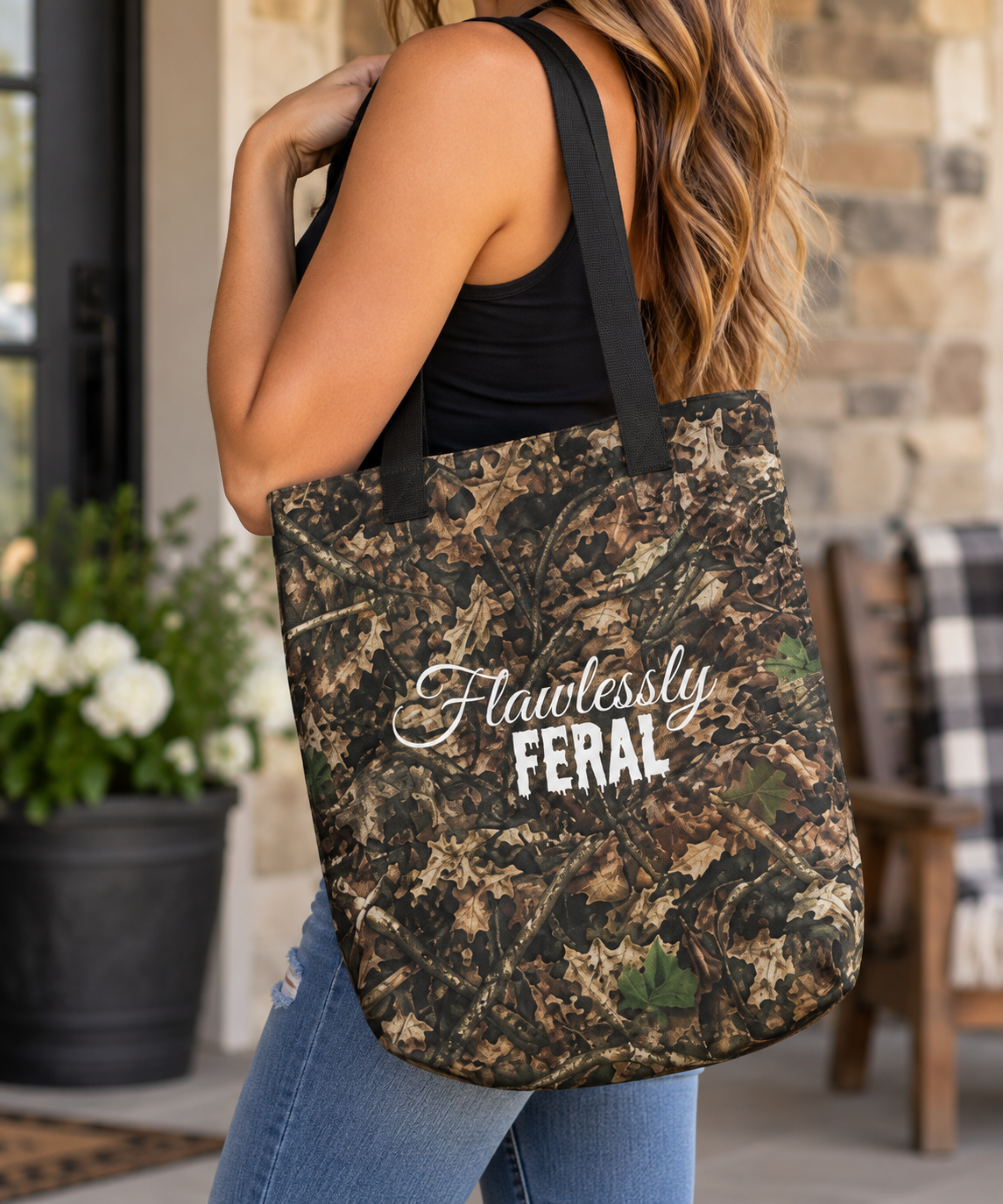 Large Camoflauge Tote Bag | Camo Flawlessly Feral Storage Bag for Hunting and Fishing Families