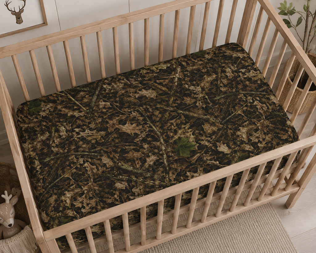 Baby Camo Fitted Crib Sheet | Camouflage Hunting Theme Nursery Decor for Outdoorsy Infants and Families