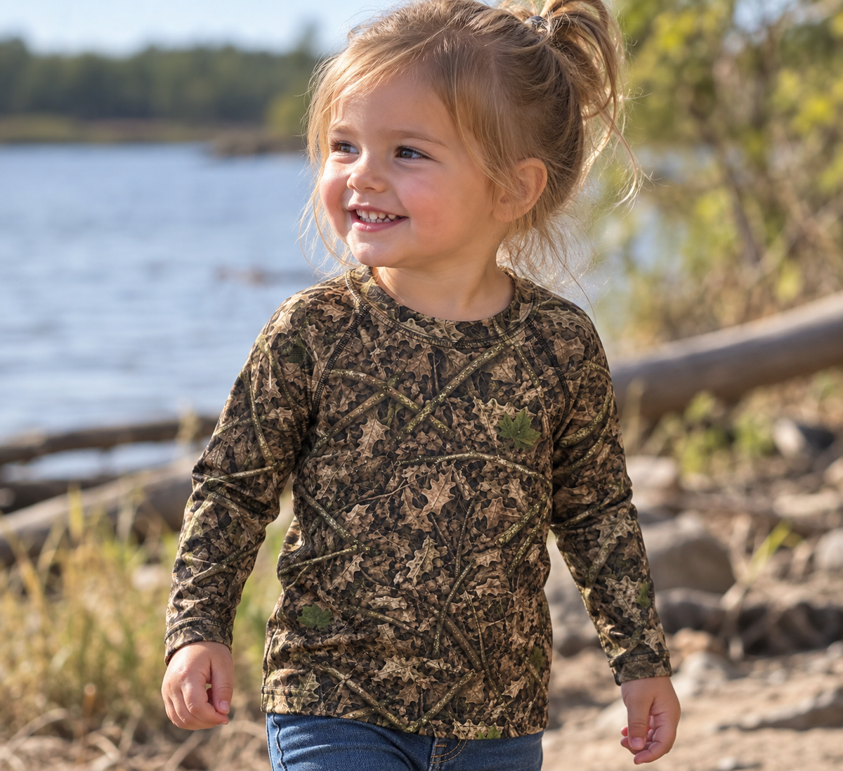 Camo Toddler Long Sleeve Hunting Shirt | Camouflage Youth Rash Guard for Deer Season and Outdoor Adventures