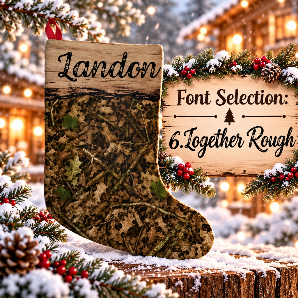 Personalized Camo Christmas Stocking | Woodland Camouflage Santa Stocking for Outdoorsy Hunting Families